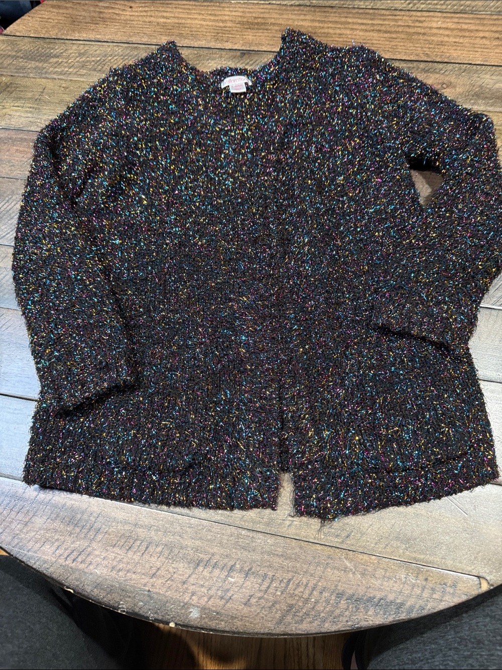 Xhilaration Fuzzy Cardigan Sweater | Multicolor Sparkle | Girls S (6/6X) | EUC